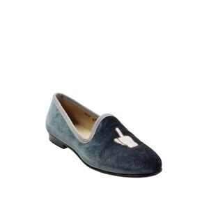 Del Toro Womens Slip On Round Toe Velvet Loafers Gray Size 6.5